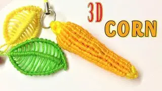 Macrame tutorial - The 3D simple corn key chain - Hướng dẫn thắt dây làm móc khóa hình trái bắp