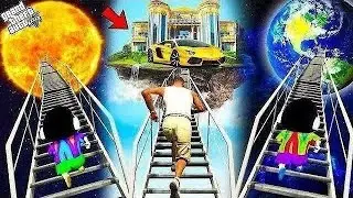 Shinchan and Franklin Found Secret Ladders to Heaven and Space Parkour Challenge in GTA 5
