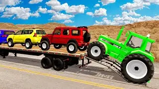 Flatbed Truck Mcqueen | Transportation with Truck - Pothole vs Car #21 - BeamNG.Drive