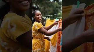 An African family turns laundry day into fun & bonding time #LaundryDayFun #TrendingNow #MadeForFYP