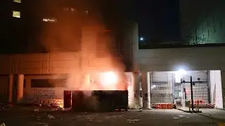 Anti ICE Protesters Set Fire to Construction Dumpster Outside Federal Building - LA