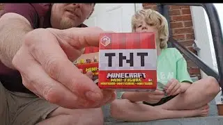 seb and dad unbox minecraft tnt mini figures!