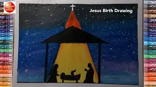 Jesus Birth Drawing - Christmas Holy Night Drawing 🌌 / How to draw baby jesus
