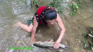 Survival Skills - Primitive Girl Catch Fish For Food