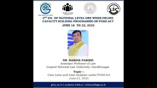 CBP Day 6 - POSH 2025 | Case Laws on POSH Act | Dr. Hardik Parikh
