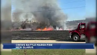 Crews respond to quarter mile marsh fire Sunday afternoon near New Glarus