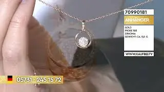 Kaufbei Schmuck | Kreisanh&auml;nger aus 585 Rotgold mit Zirkonia in einem Ring