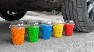 ⚡ Funny Crushing Experiment Skittles Plastic Cup vs Car! Crushing Crunchy, Soft Things with Car!