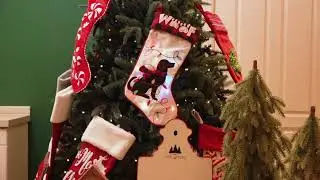21''L LED Embroidered Linen Christmas Stocking