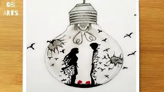 Broken Heart Couple in a Bulb Drawing || Sad Girl & Boy|| Pencil Sketch || Step by Step Drawing