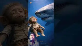 👉 A Baby Monkey🐒Fell Into the Ocean...What the Shark🦈Did Next ChangedEverything❤#viral 😂