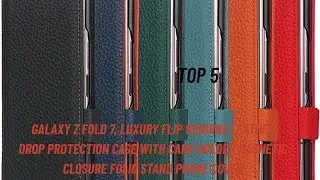 Galaxy Z Fold 7 Luxury Flip Genuine Leather Drop Protection Case with Card Holder Magnetic Closure