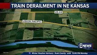 Train derailment in northeast Kansas near Perry