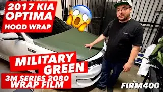 Оклейка капота KIA OPTIMA 2017 года пленкой Military Green 3M Series 2080 &mdash; WRAP VLOG 1