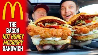 Eating McDonald's *NEW* Bacon Hot Honey McCrispy | *THEIR BEST CHICKEN SANDWICH EVER?!* 🔥🍯