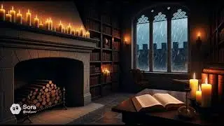 Medieval Stone Library in the Rain | 1 Hour Cozy Study, Reading & Relaxation