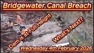 Bridgewater Canal Breach 4th February 2026 - Little Bollington - Dam now at full height #djidrone