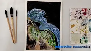 watercolor snake painting | realistic snake drawing | watercolor snake tutorial |hyper realism snake