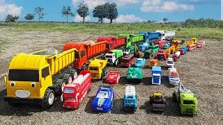 🚜 KEREN!! Truk Oleng Panjang Bongkar Mainan Mobil Mobilan Loader Mobil Tayo Truk Mixer Excavator 🚛