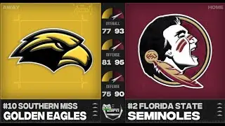 SFA Season 19 CFP Sugar Bowl: #10 Southern Miss vs #2 Florida State Highlights