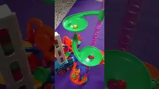 Satisfying marble fun run with domino train #viralshort #satisfying