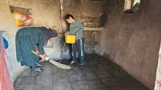 Washing the stone hut, receiving new clothes from the support of viewers