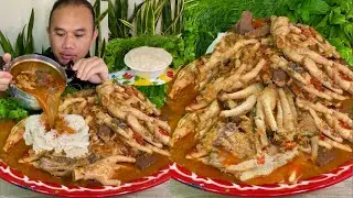 ขนมจีน ตีน เลือดไก่ น้ำยาเข้มข้น แซ่บมากๆ 