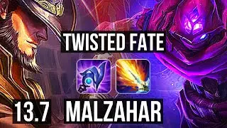 TWISTED FATE vs MALZAHAR (MID) | 3/1/10, Rank 7 TF | TR Grandmaster | 13.7