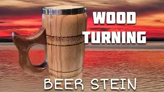 Wood Turning - Beer Stein with Oak Staves, Pyro Hoops and Stainless Steel Liner