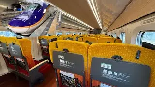 【4K60p】E8系 臨時つばさ74号東京行 山形新幹線(奥羽本線)米沢駅発車後の車窓•車内放送•走行音　2025-11-02