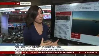 Kerry Alexandra talking to Daniela Ritorto about missing MH370 on BBC World News