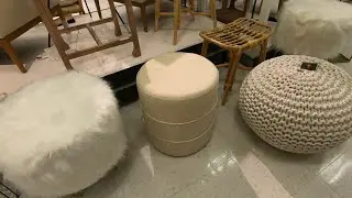 TARGET ROUND OTTOMAN FABRIC FOOT STOOL CLOSE UP LOOK SHOP WITH ME SHOPPING WALK AROUND