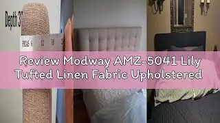 Review Modway AMZ-5041 Lily Tufted Linen Fabric Upholstered Queen Headboard in Gray