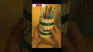 ice-cream sticks pen holder/how to make a pen stand #diy #handmade #penholder  #icecreamstickcraftsb
