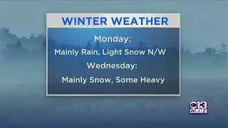 Snow Falling In Western Maryland Monday, Mostly Rain Event In Baltimore