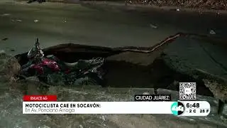 Motociclista cae en socavón