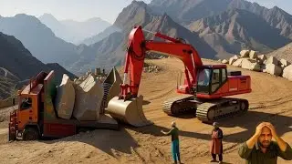 From Mountain Rocks to Shiny Marble | Heavy Truck Loading & Factory Cutting Process
