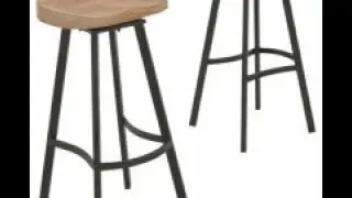 Shea Wood and Iron Rustic Swivel Bar Stools