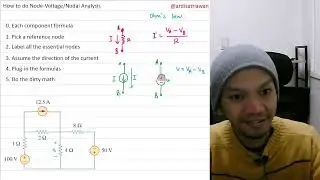 001 - How To Do Node-Voltage/Nodal Analysis for Total Beginners in Circuit Analysis
