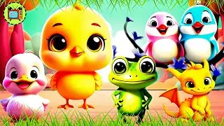 Five Little Animals Mega Mix 🐸🐧🐥🐲🦆 | Frogs Penguins Chicks Dragons Ducks | Kids Learning Fun