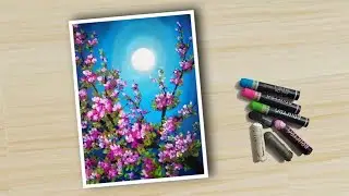 ✅️ Step by Step Tricks To Draw FUll MOONLIGHT Scenery