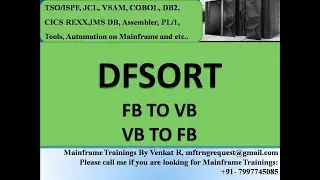 Обучение по модулям SORT FB TO VB и VB TO FB JCL, VSAM, COBOL, DB2 и CICS с 25 ноября 2022 года.