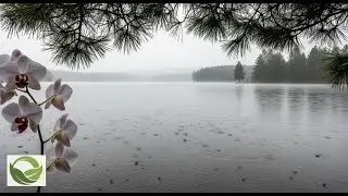 Rainy Lake with Orchids & Pine Trees | Relaxing ASMR Rain Sounds