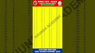 RMS CET 2025 CLASS 6 SET A ANSWER KEY