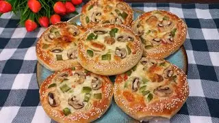 Мини пицца 🍕  Простой и быстрый рецепт. Mini PITSALAR tayyorlash retsepti 😍 MINI PIZZA RECIPE