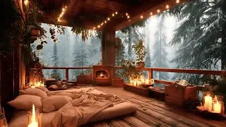 Inspirational Winter Cabin Porch Jazz Instrumental Surrounded by Snowy Pines 4