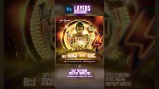 Photoshop Layers Breakdown | Electro DJ Party Post Template Vol.4  #PSDFreebies #photoshop #tutorial