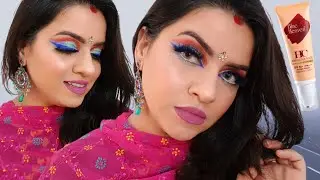 Blue Heaven High Coverage Foundation Se Kare HD Party Makeup Look | Blue Makeup Look with Pink Suit