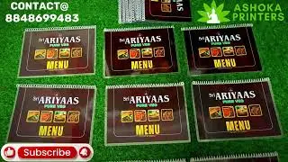 Menu Card  Printing for Hotels, Restaurants and Takeaways in Trivandrum at Ashoka Printers