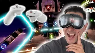 PLAY ALL STEAMVR GAMES ON APPLE VISION PRO - Space Pirate Trainer with Surreal Touch Controllers!